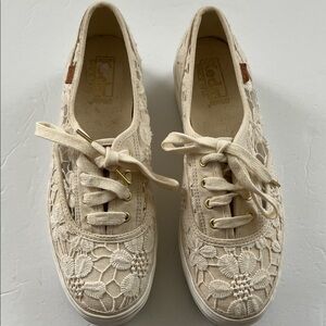 Keds Women's Cream Lace-Embroidered Canvas Sneakers